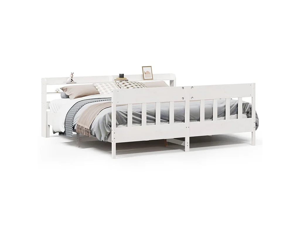 Bedframe zonder matras massief grenenhout wit 180x200 cm