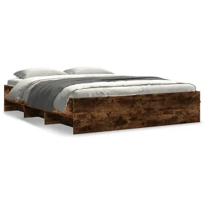 Bedframe zonder matras hout gerookt eikenkleurig 150×200 cm Bedframe zonder matras hout gerookt eikenkleurig 150×200 cm