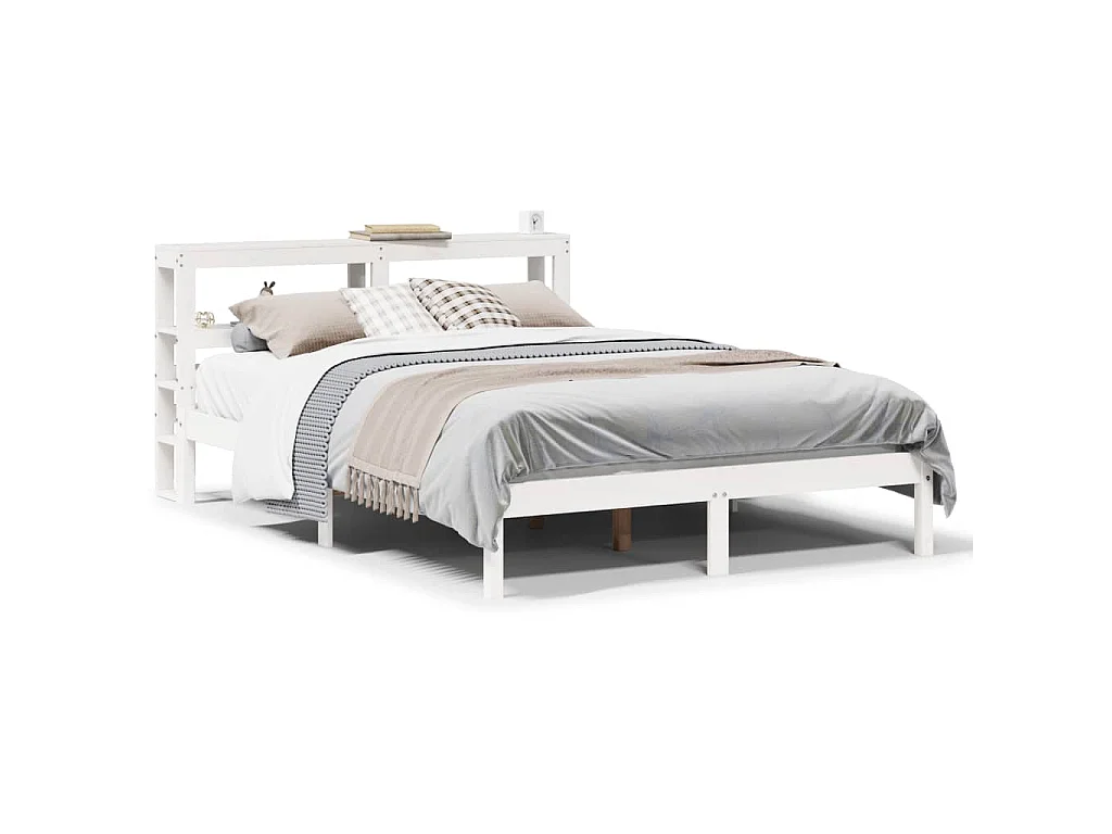 Bedframe zonder matras massief grenenhout wit 140x190 cm