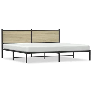 Bedframe zonder matras metaal sonoma eikenkleur 200×200 cm Bedframe zonder matras metaal sonoma eikenkleur 200×200 cm