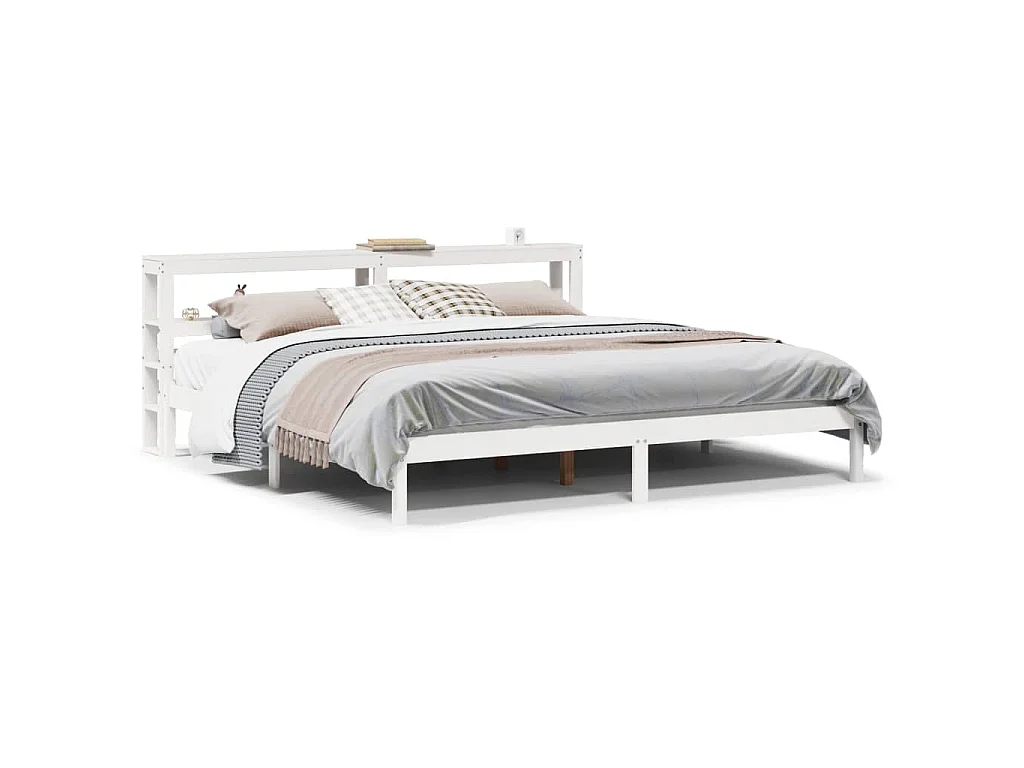 Bedframe zonder matras massief grenenhout wit 180x200 cm