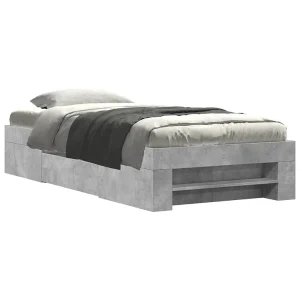 Bedframe bewerkt hout betongrijs 90×190 cm