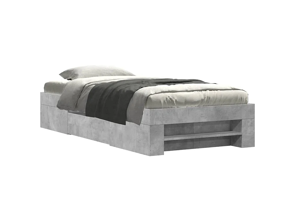 Bedframe bewerkt hout betongrijs 90x190 cm