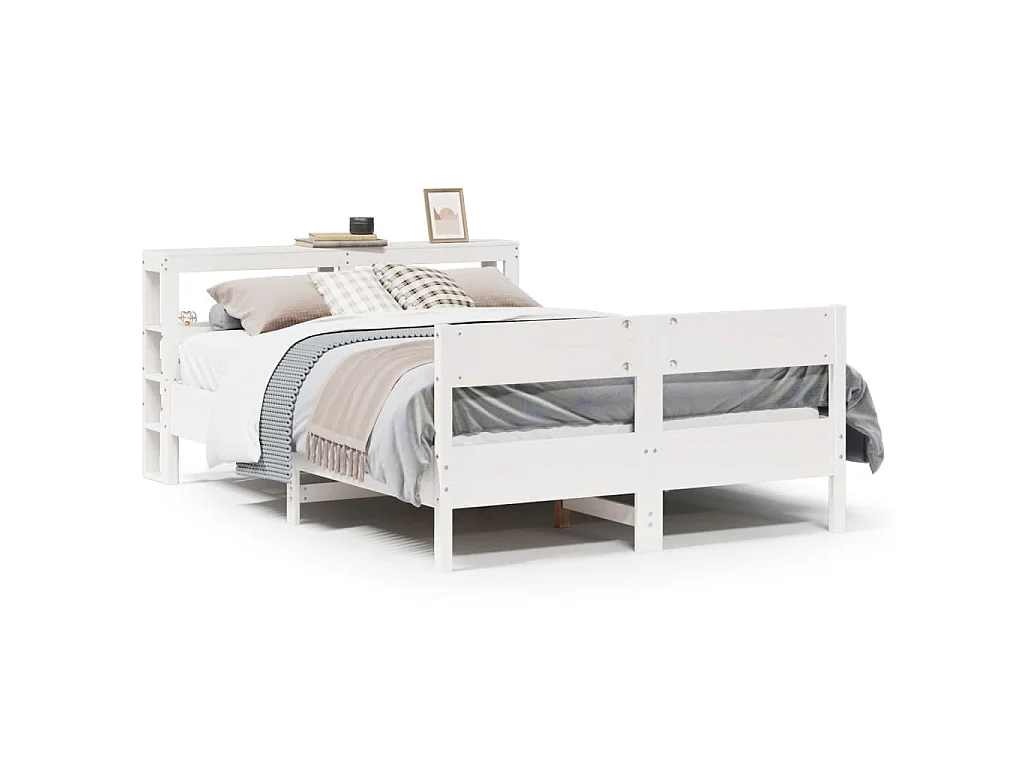 Bedframe zonder matras massief grenenhout wit 120x190 cm