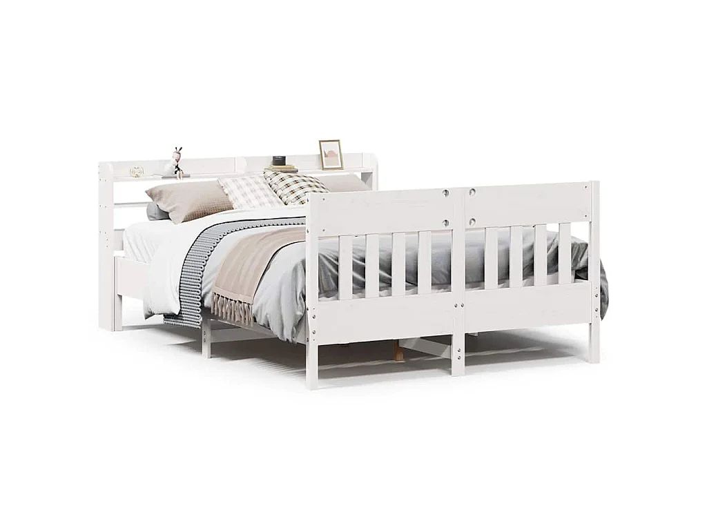Bedframe zonder matras massief grenenhout wit 135x190 cm