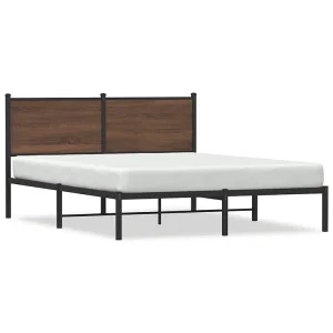 Bedframe zonder matras metaal bruin eikenkleurig 150×200 cm Bedframe zonder matras metaal bruin eikenkleurig 150×200 cm
