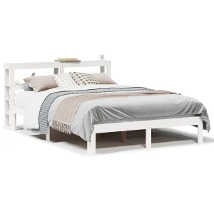 Bedframe met hoofdbord massief grenenhout wit 150×200 cm Bedframe met hoofdbord massief grenenhout wit 150×200 cm