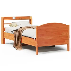 Bedframe zonder matras massief grenenhout wasbruin 100×200 cm Bedframe zonder matras massief grenenhout wasbruin 100×200 cm