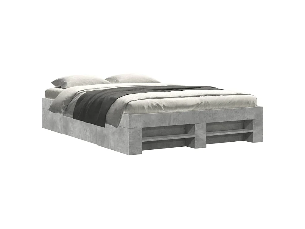 Bedframe bewerkt hout betongrijs 135x190 cm