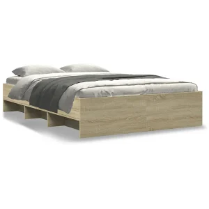 Bedframe bewerkt hout sonoma eikenkleurig 135×190 cm Bedframe bewerkt hout sonoma eikenkleurig 135×190 cm