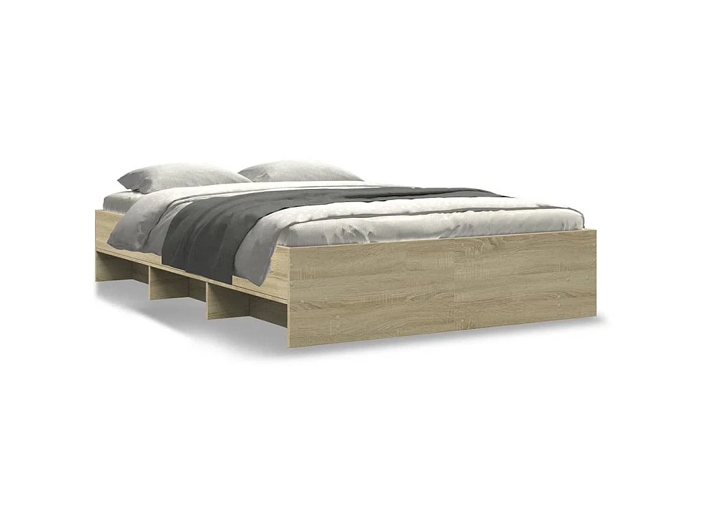 Bedframe bewerkt hout sonoma eikenkleurig 135x190 cm