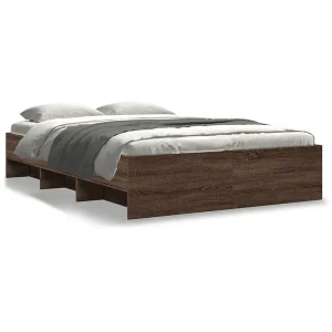 Bedframe zonder matras bewerkt hout bruin eikenkleur 140×200 cm Bedframe zonder matras bewerkt hout bruin eikenkleur 140×200 cm