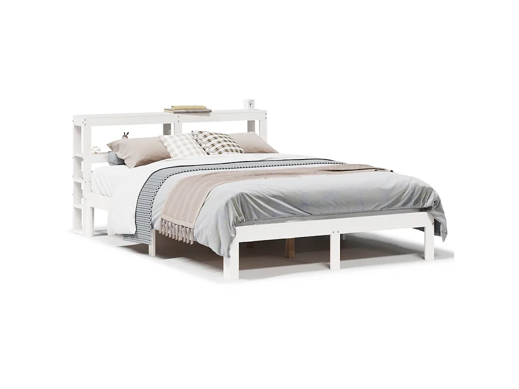 Bedframe met hoofdeinde zonder matras 120x200 cm wit