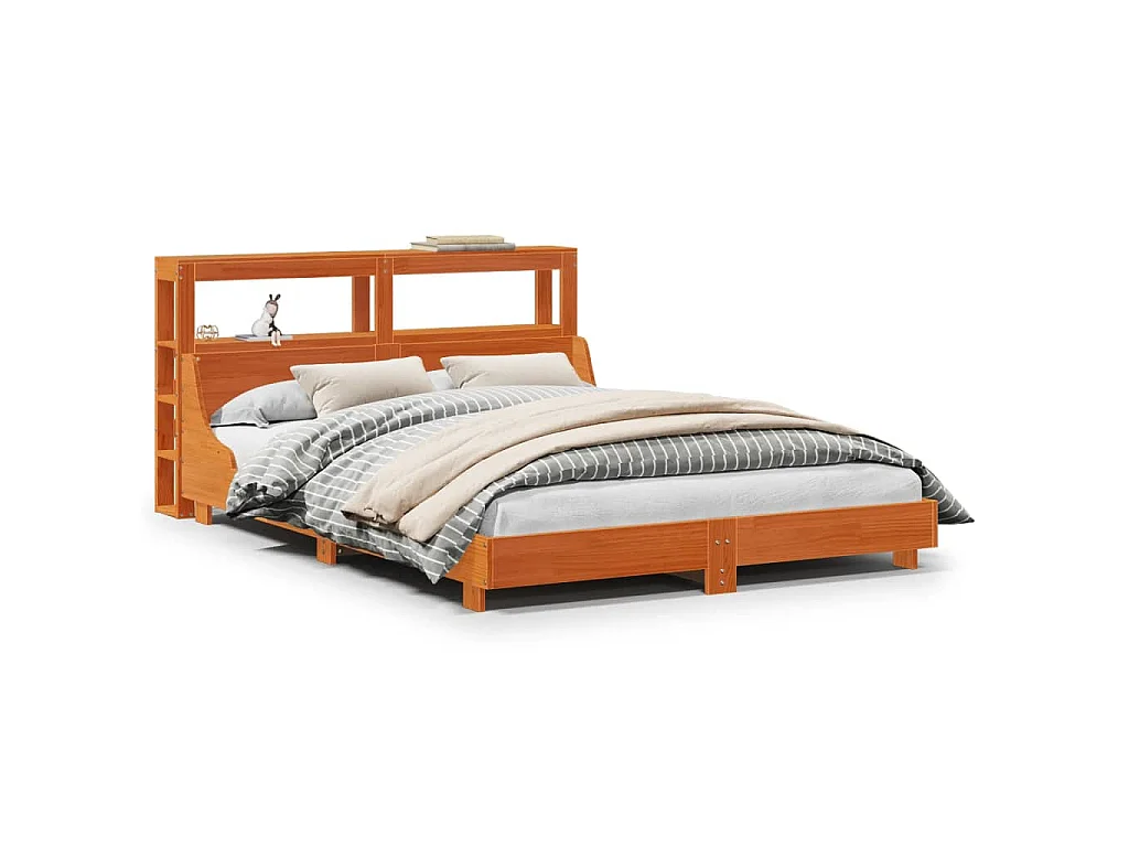 Bedframe zonder matras massief grenenhout wasbruin 120x200 cm