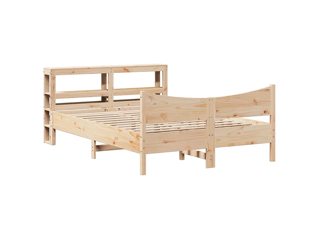 Bedframe met hoofdbord massief grenenhout 150x200 cm