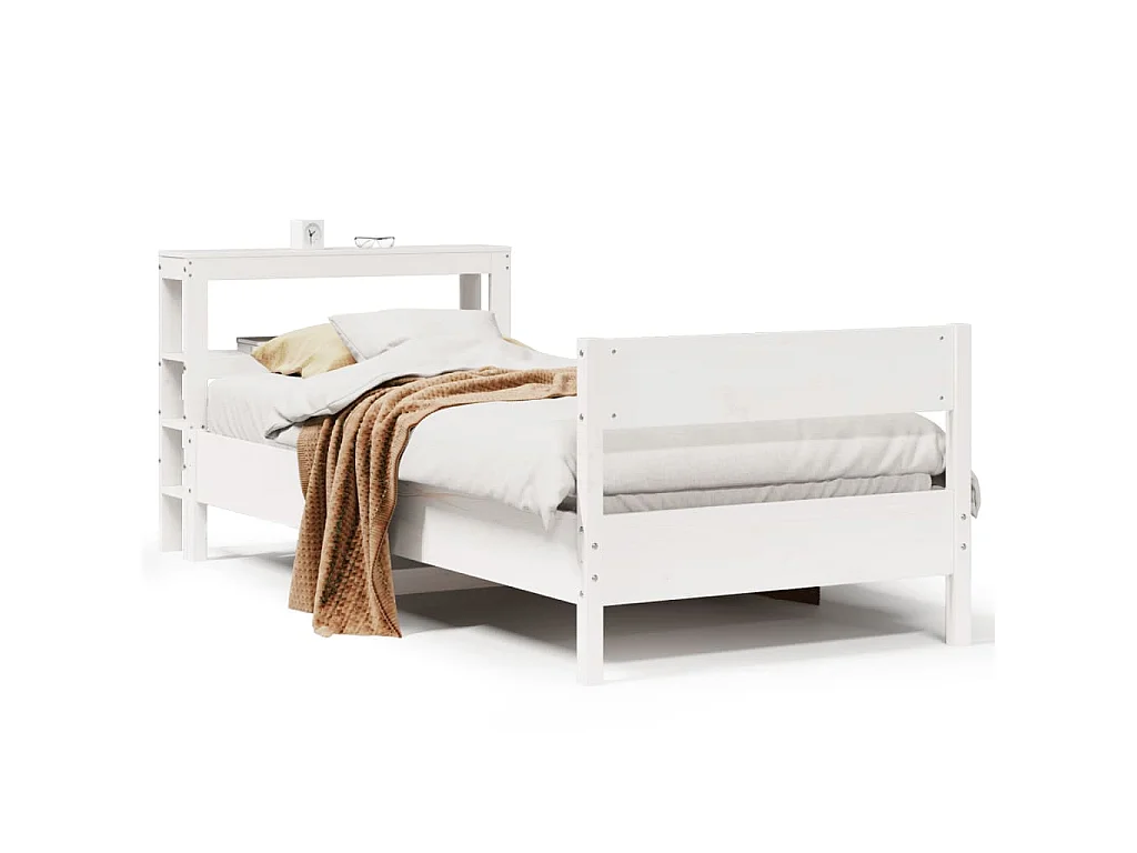 Bedframe zonder matras massief grenenhout wit 75x190 cm