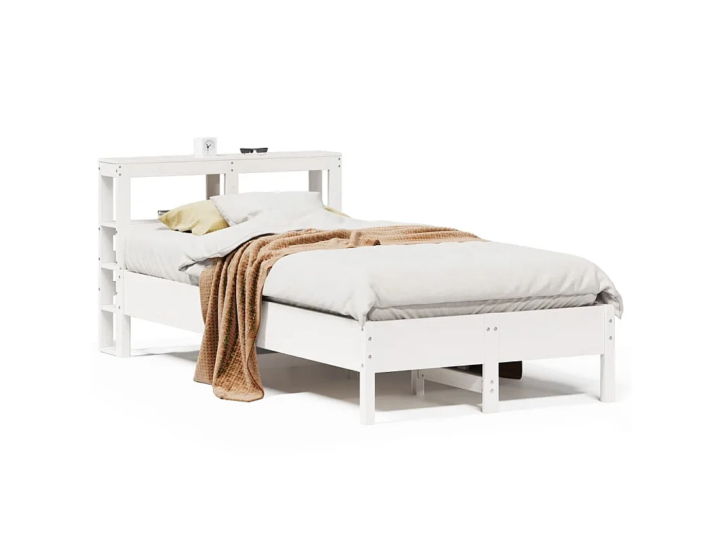 Bedframe zonder matras massief grenenhout wit 90x200 cm