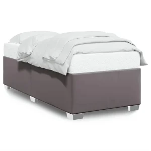 Bedframe kunstleer grijs 90×190 cm