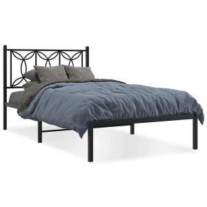 Bedframe met hoofdbord metaal zwart 100×200 cm Bedframe met hoofdbord metaal zwart 100×200 cm
