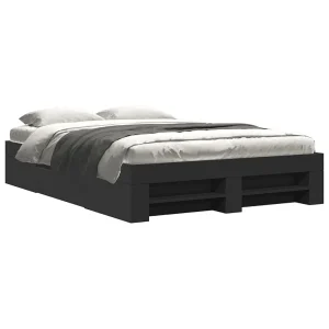 Bedframe bewerkt hout zwart 120×190 cm