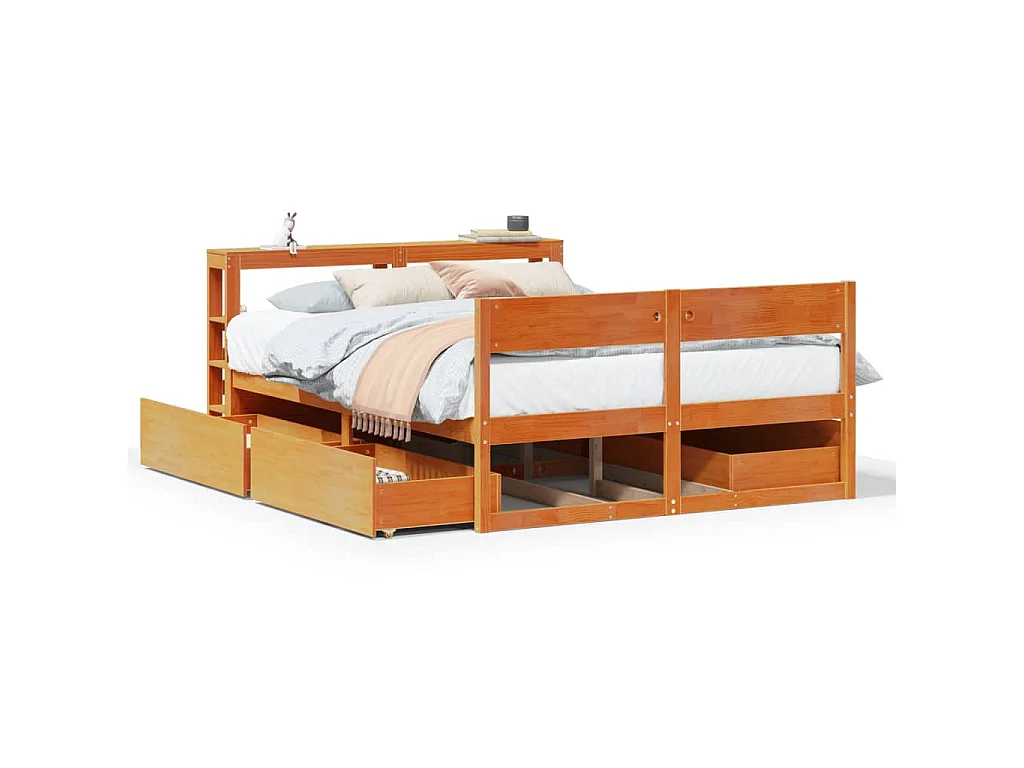 Bedframe zonder matras massief grenenhout wasbruin 150x200 cm