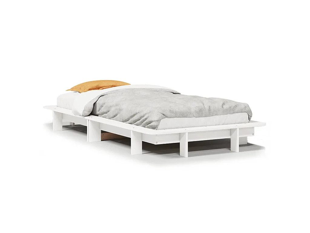 Bedframe zonder matras massief grenenhout wit 90x190 cm