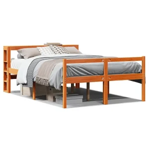 Bedframe met hoofdbord massief grenenhout wasbruin 160×200 cm Bedframe met hoofdbord massief grenenhout wasbruin 160×200 cm