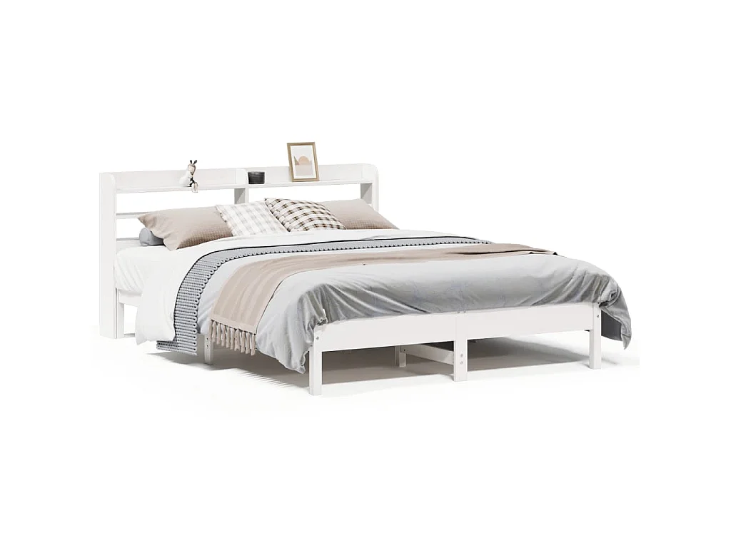 Bedframe zonder matras massief grenenhout wit 140x190 cm