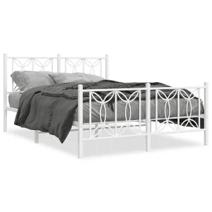 Bedframe met hoofd- en voeteneinde metaal wit 140×200 cm Bedframe met hoofd- en voeteneinde metaal wit 140×200 cm