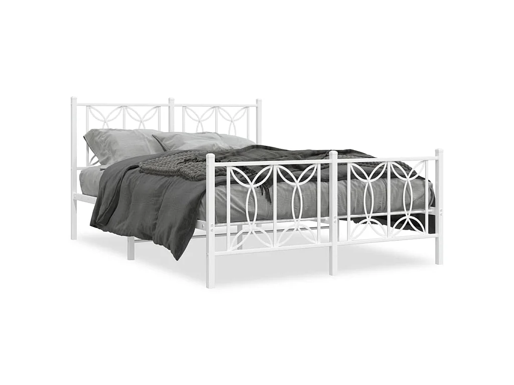 Bedframe met hoofd- en voeteneinde metaal wit 140x200 cm