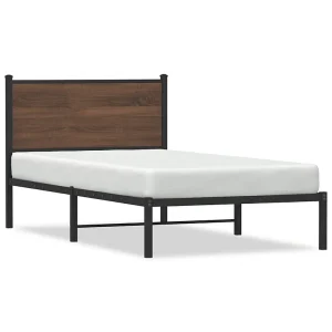 Bedframe zonder matras metaal bruin eikenkleurig 100×190 cm Bedframe zonder matras metaal bruin eikenkleurig 100×190 cm