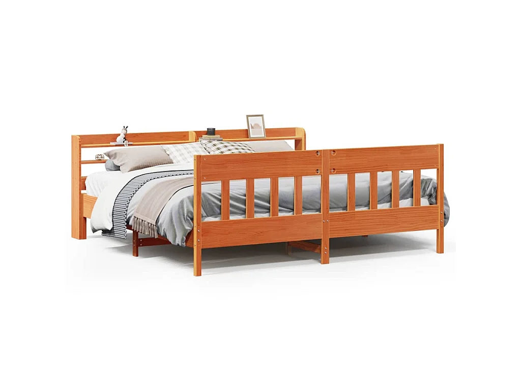 Bedframe zonder matras massief grenenhout wasbruin 200x200 cm