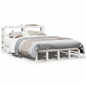 Bedframe zonder matras massief grenenhout wit 120×190 cm Bedframe zonder matras massief grenenhout wit 120×190 cm