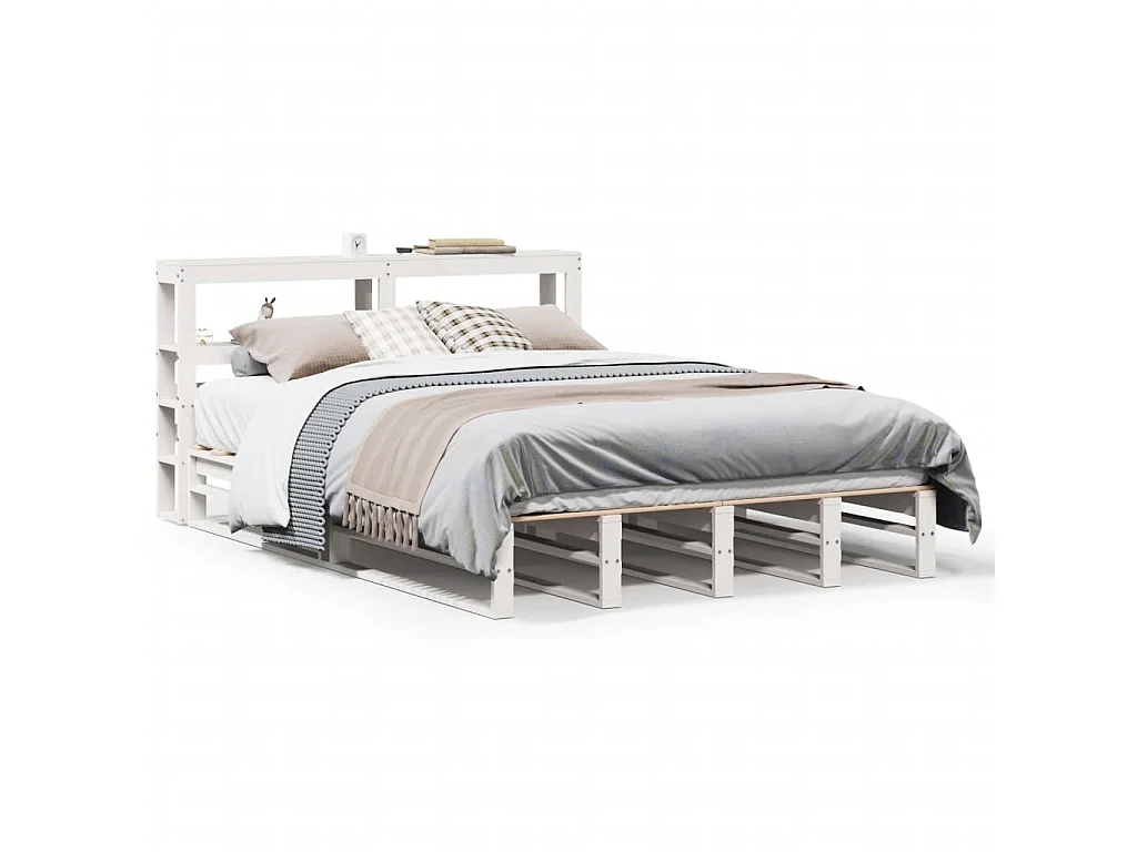 Bedframe zonder matras massief grenenhout wit 120x190 cm