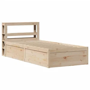 Bedframe met hoofdbord massief grenenhout 90×190 cm Bedframe met hoofdbord massief grenenhout 90×190 cm