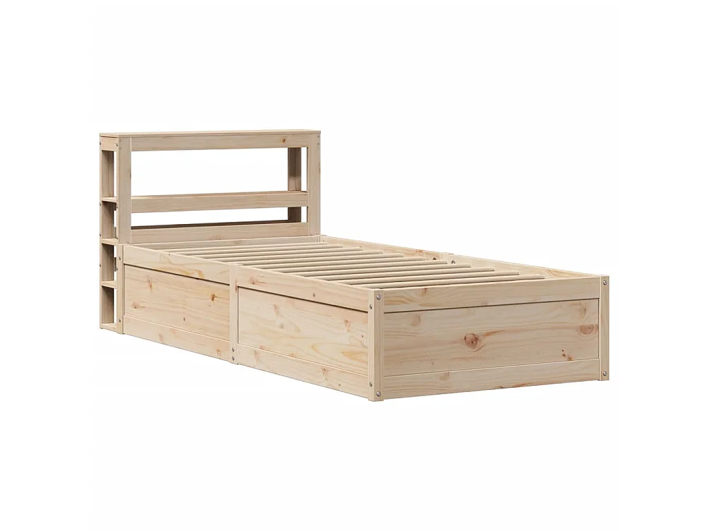 Bedframe met hoofdbord massief grenenhout 90x190 cm