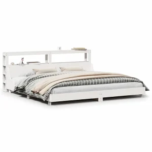 Bedframe zonder matras massief grenenhout wit 180×200 cm Bedframe zonder matras massief grenenhout wit 180×200 cm