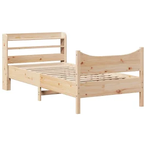 Bedframe met hoofdbord massief grenenhout 75×190 cm Bedframe met hoofdbord massief grenenhout 75×190 cm