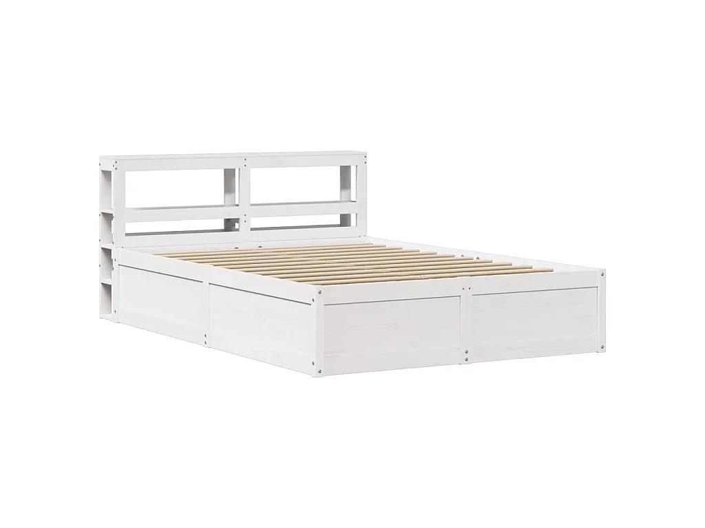 Bedframe met hoofdbord massief grenenhout wit 120x190 cm