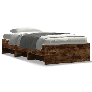 Bedframe zonder matras hout gerookt eikenkleurig 100×200 cm Bedframe zonder matras hout gerookt eikenkleurig 100×200 cm