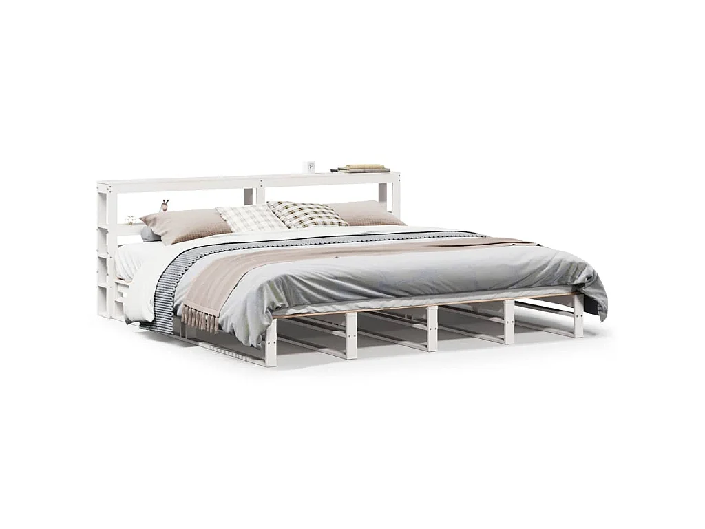 Bedframe zonder matras massief grenenhout wit 200x200 cm