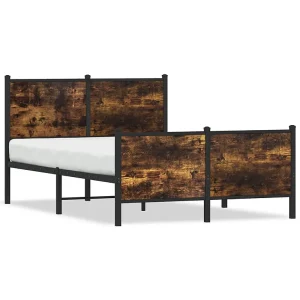 Bedframe zonder matras metaal gerookt eikenkleurig 120×200 cm