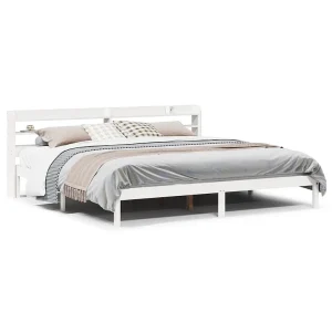 Bedframe zonder matras massief grenenhout wit 180×200 cm Bedframe zonder matras massief grenenhout wit 180×200 cm