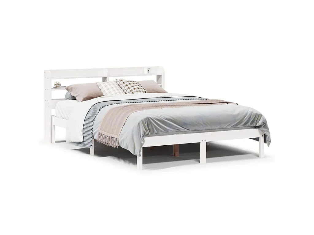 Bedframe zonder matras massief grenenhout wit 140x190 cm