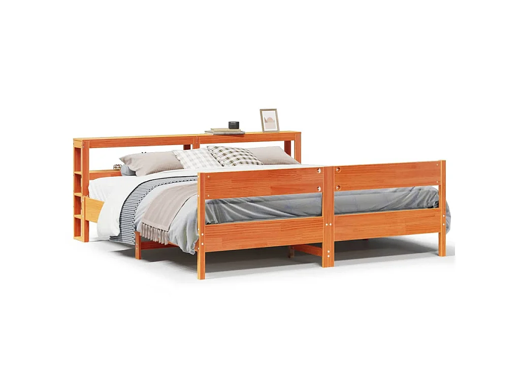 Bedframe zonder matras massief grenenhout wasbruin 200x200 cm
