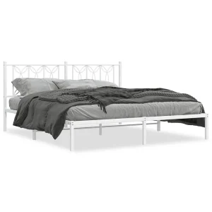 Bedframe met hoofdbord metaal wit 183×213 cm Bedframe met hoofdbord metaal wit 183×213 cm