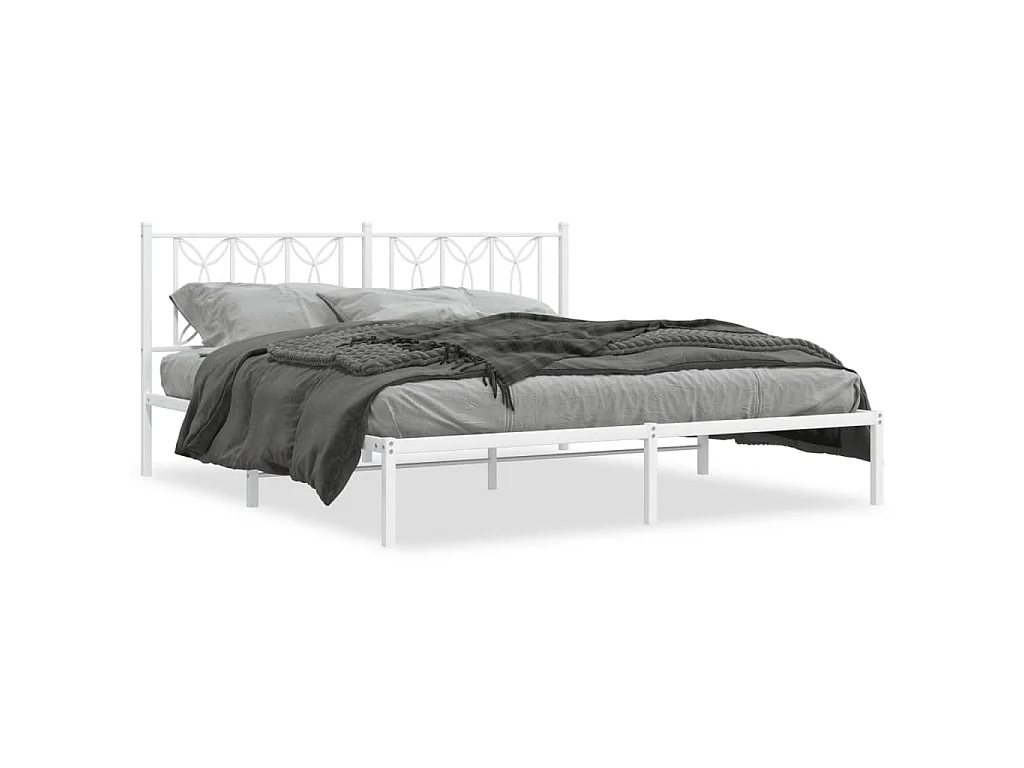 Bedframe met hoofdbord metaal wit 183x213 cm