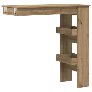 Bartafel wandgemonteerd 102x45x103,5 cm bewerkt hout artisanaal Bartafel wandgemonteerd 102x45x103,5 cm bewerkt hout artisanaal