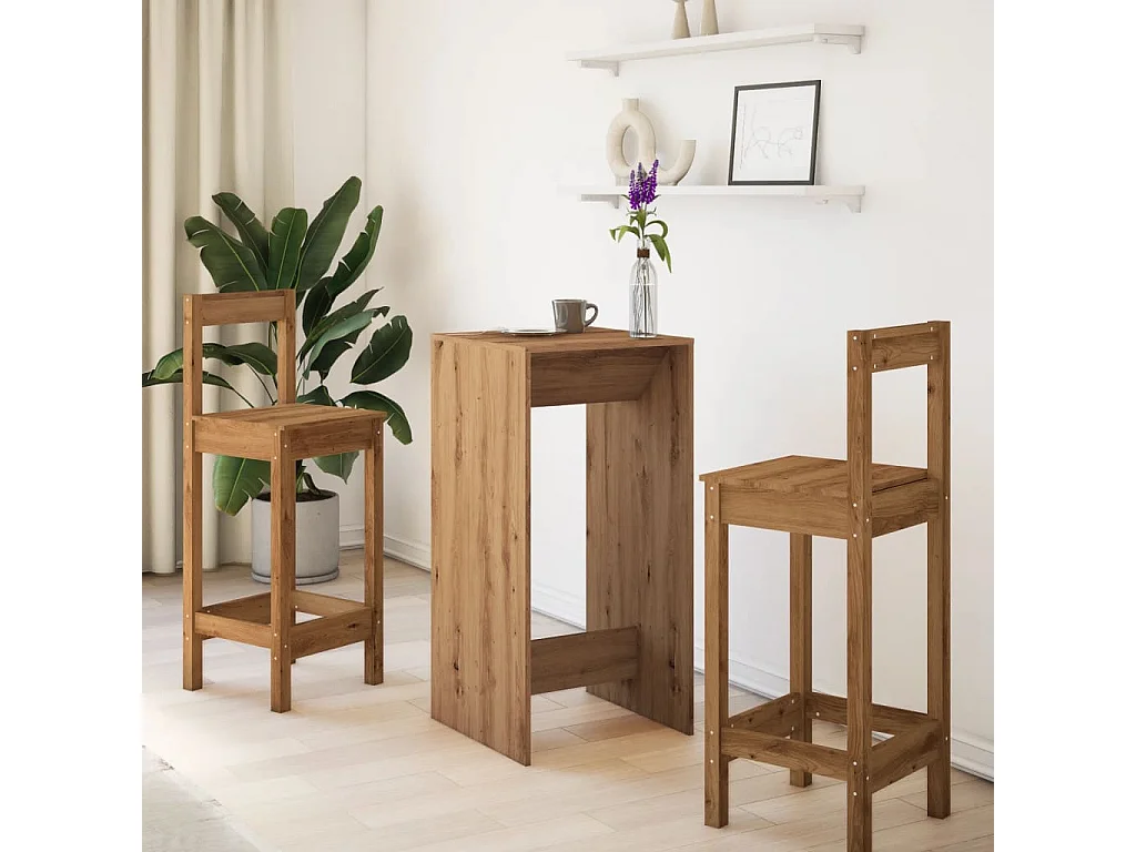 Bartafel 51x50x103,5 cm bewerkt hout artisanaal eikenkleur