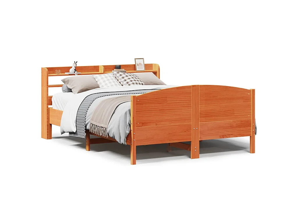 Bedframe zonder matras massief grenenhout wasbruin 160x200 cm